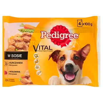 PEDIGREE - mokra karma dla psa - kurczak z warzywami i wołowiną - saszetka 4x100g