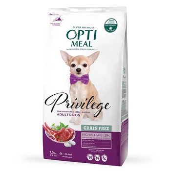 OPTIMEAL Privilege Grain Free Adult Mini Z Jagnięciną - sucha karma dla psa 1,5kg