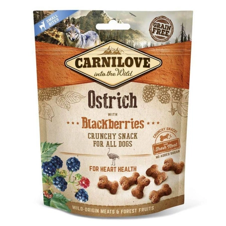 CARNILOVE Snack Dog Fresh Crunchy Ostrich Blackberry - przysmak dla psa 200g