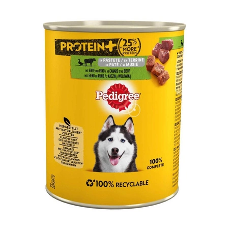 PEDIGREE Protein+ Mus Z Kaczką I Wołowiną - mokra karma dla psa - puszka 800g