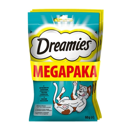 DREAMIES Ser 2x60g + DREAMIES Łosoś 60g - przysmak dla kota