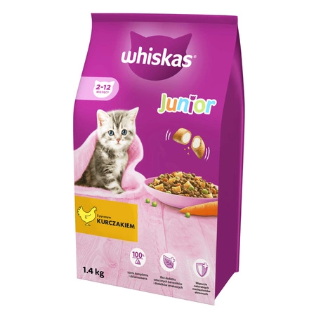 WHISKAS Junior Z Kurczakiem - sucha karma dla kota 1,4kg