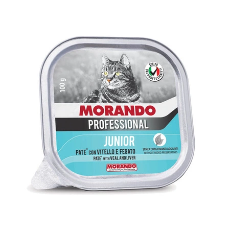 MORANDO Professional Cat Junior Pasztet Z Cielęciną I Wątróbką - mokra karma dla kota - miseczka 100g