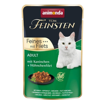 ANIMONDA Vom Feinsten Cat Adult Królik + Filet Z Kurczaka - mokra karma dla kota - saszetka 85g