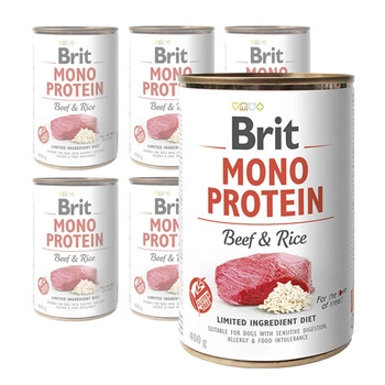 BRIT Mono Protein Beef & Rice  - mokra karma dla psa - puszka 6 x 400g