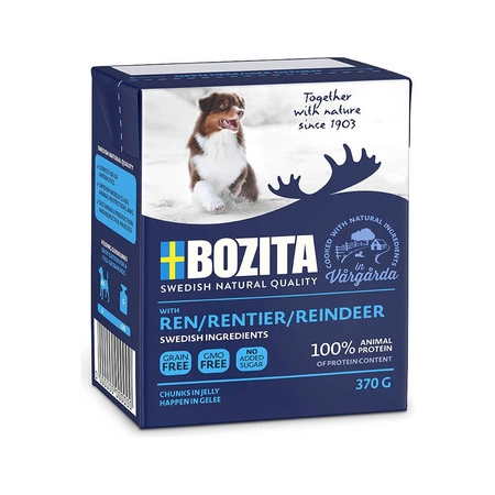 BOZITA Dog kawałki z reniferem w galaretce - mokra karma dla psa - kartonik 370g