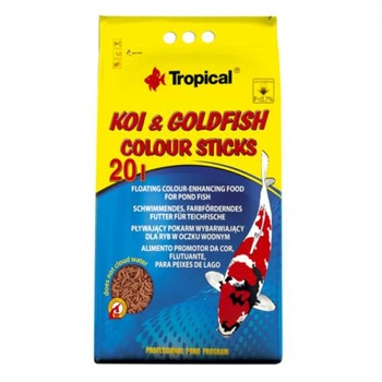 TROPICAL Koi & Goldfish Colour Sticks - pokarm wybarwiający dla ryb w oczku wodnym 20l