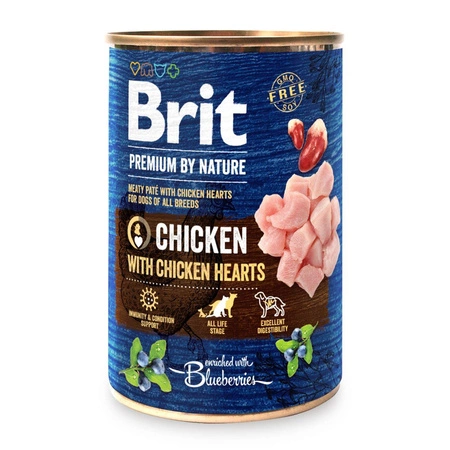 BRIT Premium By Nature Chicken & Hearts - mokra karma dla psa - puszka 400g