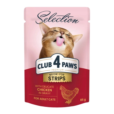 CLUB 4 PAWS Selection Delikatny kurczak w sosie - mokra karma dla kota - saszetka 85g