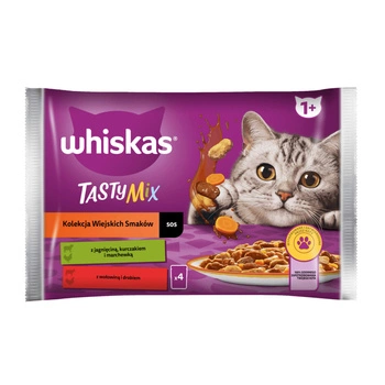 WHISKAS Adult Tasty Mix Kolekcja Wiejskich Smaków W Sosie - mokra karma dla kota - saszetka 4x85g