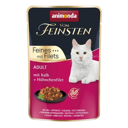 ANIMONDA Vom Feinsten Cat Adult Cielęcina + Filet Z Kurczaka - mokra karma dla kota - saszetka 85g