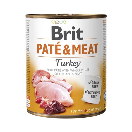 BRIT Pate&Meat Turkey - mokra karma dla psa - puszka 800g