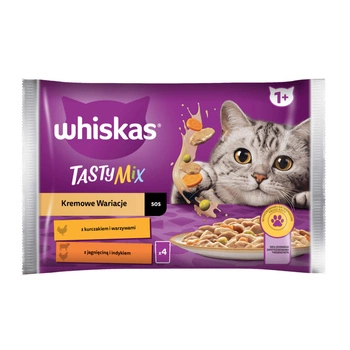 WHISKAS Adult Tasty Mix Kremowe Wariacje W Sosie - mokra karma dla kota - saszetka 4x85g