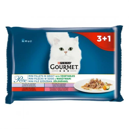 GOURMET Perle Wołowina Z Warzywami W Sosie - mokra karma dla kota 4x85g