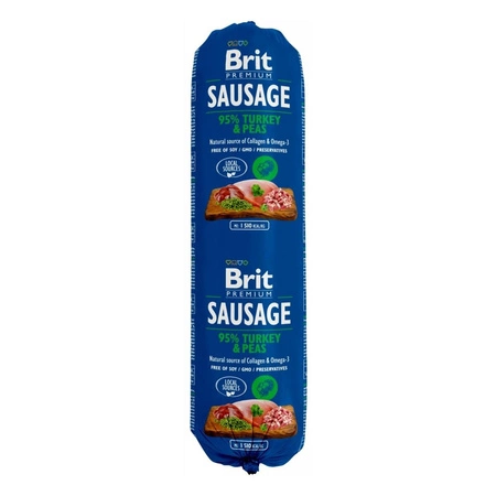 BRIT Sausage Turkey&Pea - mokra karma dla psa 800g