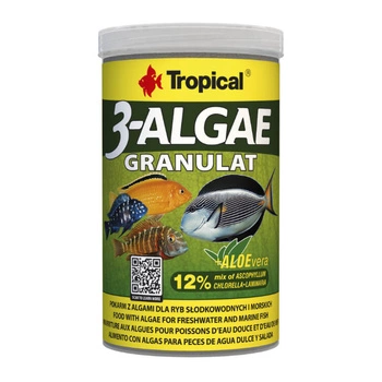 TROPICAL 3-Algae Granulat - pokarm roślinny dla ryb 250ml