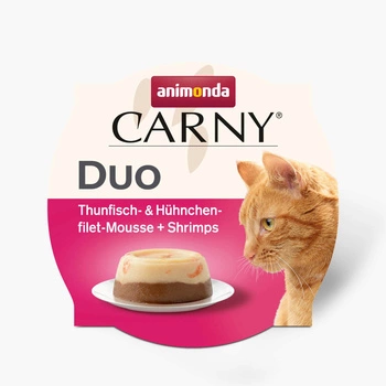 ANIMONDA Carny Duo Mus Tuńczyk Z Krewetkami I Filetem Z Kurczaka - mokra karma dla kota - miseczka 70g