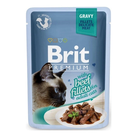 BRIT Premium Cat Pouch Gravy Fillets with Beef - mokra karma dla kota - saszetka 85g