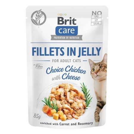 BRIT Care Cat Fillets In Jelly Chicken With Cheese - mokra karma kota 85g