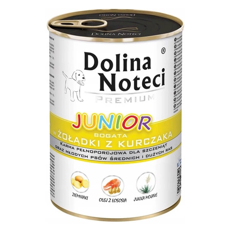 DOLINA NOTECI Premium Junior Żołądki Z Kurczaka - mokra karma dla psa - puszka 400g