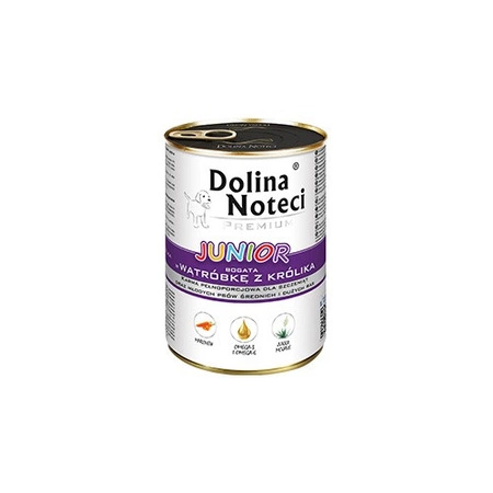 DOLINA NOTECI Premium Junior - mokra karma dla psa z wątróbką królika - puszka 400g