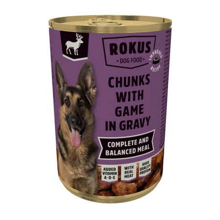 ROKUS Dog Z Dziczyzną - mokra karma dla psa - puszka 415g