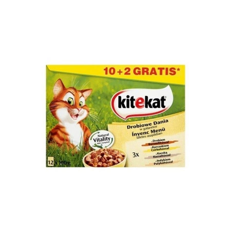 KITEKAT Drobiowe Smaki - karma mokra dla kota - saszetka - 12x100g