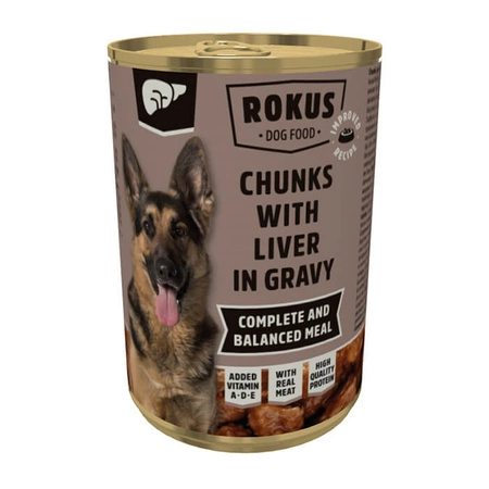 ROKUS Dog Z Wątróbką - mokra karma dla psa - puszka 415g