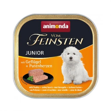 ANIMONDA Vom Feinsten Junior - mokra karma dla psa - drób i serca indyka - miseczka 150g