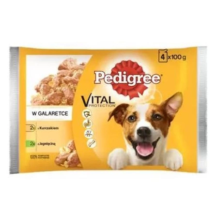 PEDIGREE Kurczak Z Jagnięciną W Galarecie - mokra karma dla psa - saszetka 4x100g