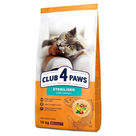 CLUB 4 PAWS Sterilised Z Łososiem - sucha karma dla kota 14kg