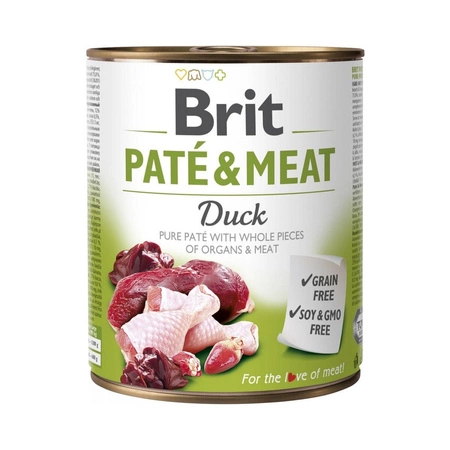 BRIT Pate&Meat Duck - mokra karma dla psa - puszka 800g