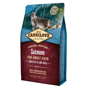 CARNILOVE Cat Salmon Sensitive Long Hair - sucha karma dla kota 2kg