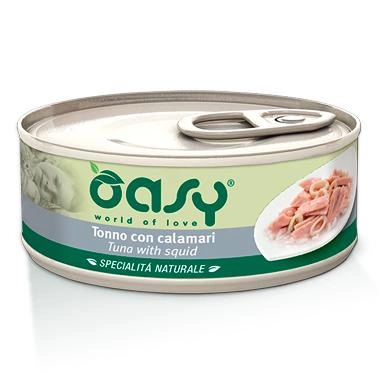 OASY Natural Tuńczyk Z Kalmarami - mokra karma dla kota - puszka 150g