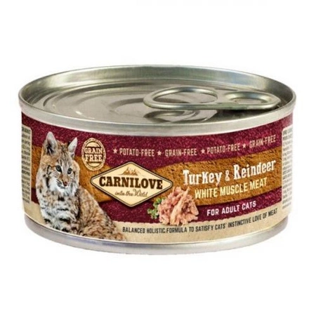 CARNILOVE Cat Turkey & Reindeer - mokra karma dla kota - puszka 100g