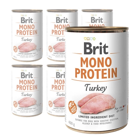 BRIT Mono Protein Turkey  - mokra karma dla psa - puszka 6 x 400g