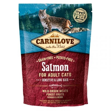 CARNILOVE Cat Salmon Sensitive Long Hair - sucha karma dla kota 400g