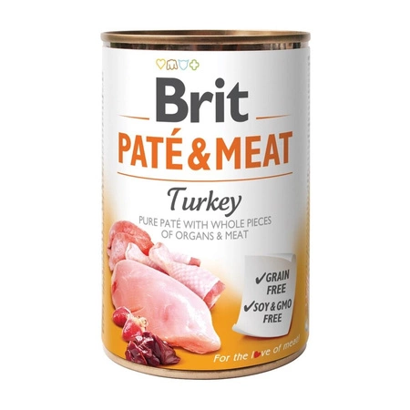 BRIT Pate&Meat Turkey - mokra karma dla psa - puszka 400g