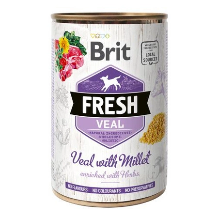 BRIT Fresh Veal With Millet - mokra karma dla psa - puszka 400g