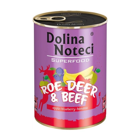 DOLINA NOTECI Superfood - mokra karma dla psa z sarną i wołowiną - puszka 400g