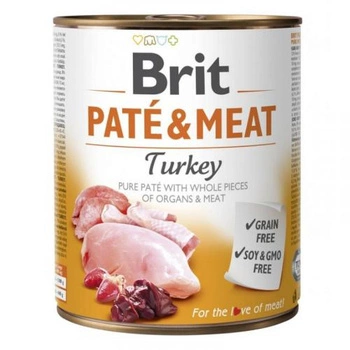 BRIT Pate&Meat Turkey - mokra karma dla psa - puszka 800g