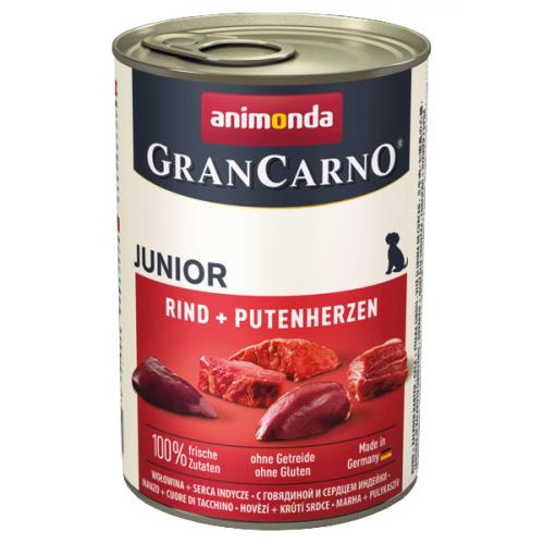 Animonda Grancarno Junior Rind + Puten-Herzen 400 g - mokra karma dla szczeniąt wołowina z indyczymi sercami 400g Dostawa GRATIS od 159 zł
