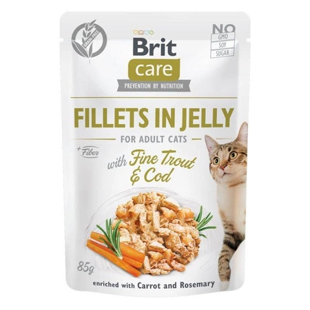 BRIT Care Cat Fillets In Jelly Fine Trout & Cod - mokra karma dla kota - saszetka 85g