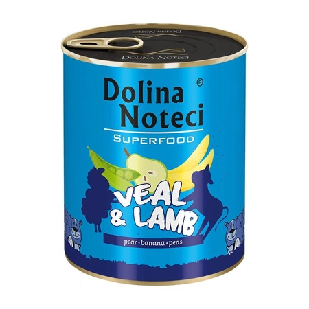 DOLINA NOTECI Superfood - mokra karma dla psa z cielęciną i jagnięciną - puszka 800g