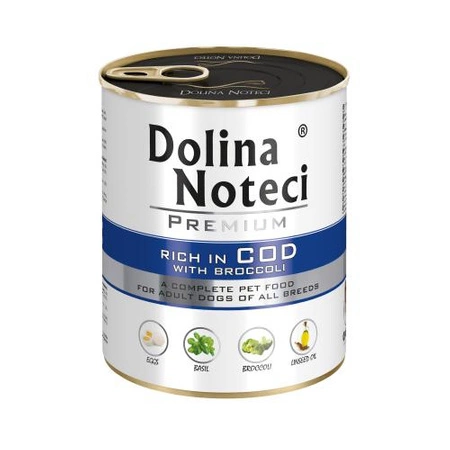 DOLINA NOTECI Premium - mokra karma dla psa z dorszem i brokułami - puszka 800g