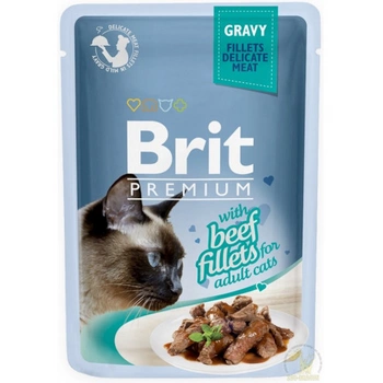 BRIT Premium Cat Pouch Gravy Fillets with Beef - mokra karma dla kota - saszetka 85g