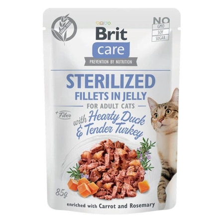 BRIT Care Cat Fillets In Jelly Sterilized With Duck & Turkey - mokra karma dla kota - saszetka 85g