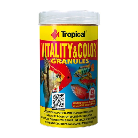 TROPICAL Vitality & Color Granules - wysokobiałkowy pokarm dla ryb wszystkożernych i mięsożernych 100ml