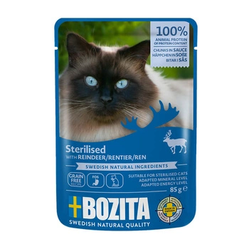 BOZITA Cat Sterilised z reniferem - mokra karma dla kota - saszetka 85g