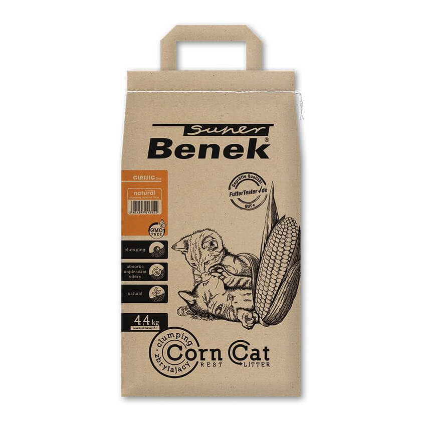 SUPER BENEK Corn Cat - żwirek kukurydziany dla kota zbrylający 7l